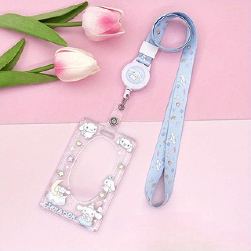1pc Sanrio Cute Acrylic Card Case- Campus Certificate and Meal Card Embossed Protective Case- Cute