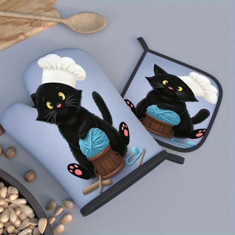 2pcs 26.92x17.02 cm Heat Resistant Oven Mitts And Potholders