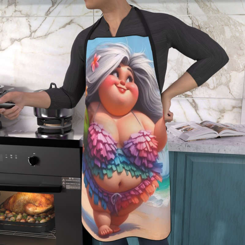 1pc Kitchen Apron 1pc 23.5x31.5 Fat woman walking on the beach Womens Aprons Cooking Aprons for Kit