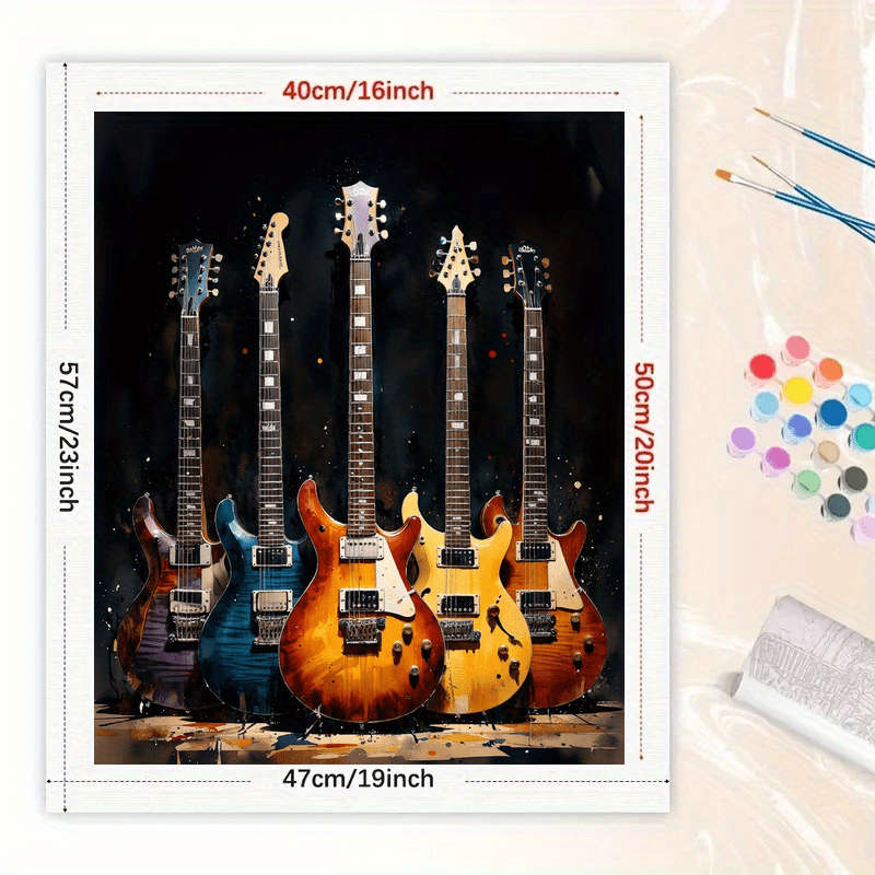 1pc Electric Guitar Collection Paint by Numbers Kit for Adults DIY Colorful Guitar Display Painti