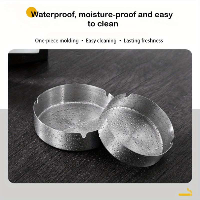 3pcs Stainless Steel Windproof Ashtray Shock-Resistant and Wear-Resistant Easy to Clean