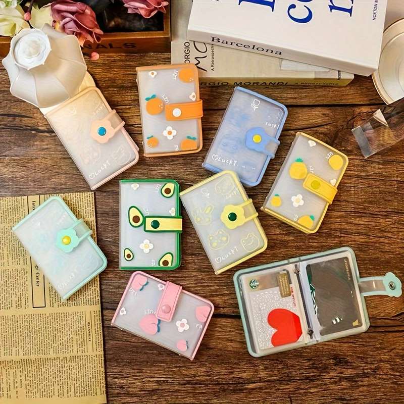 1pc Sunflower Snap INS Style Cute Fruit Animal Pattern Female Card Holder Small and Large Capacity