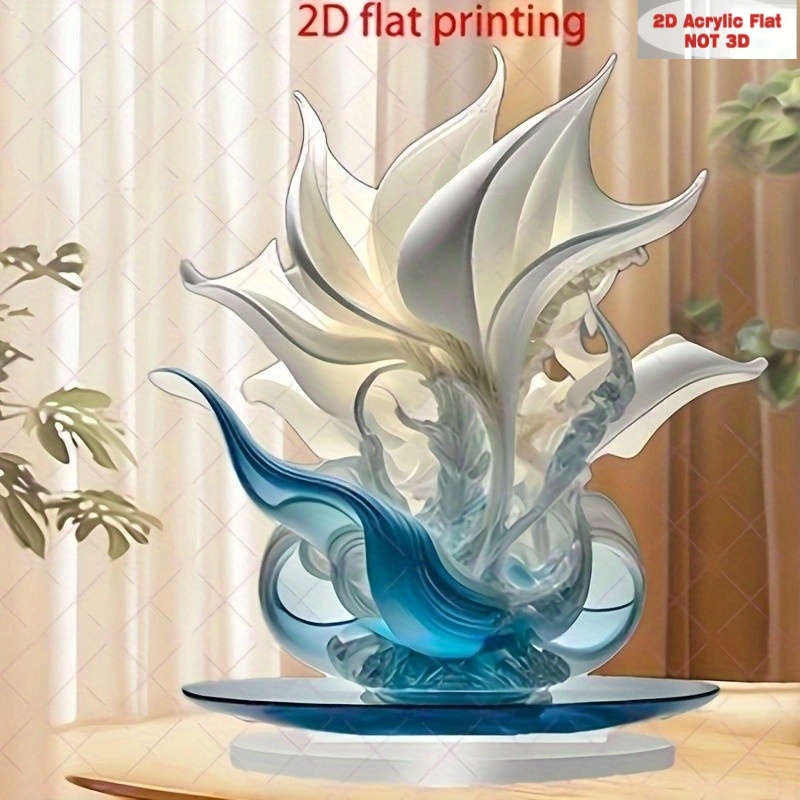 1pc 2D Flat  Elegant Bohemian Acrylic Lily Vase  Print Vibrant Floral Design Desktop Deco