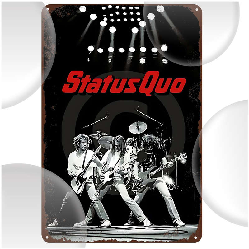 1pc Vintage Status Quo Signboard 20.32 cmX 30.48cm Perfect for Men'S Caves Bars Cafes Garage