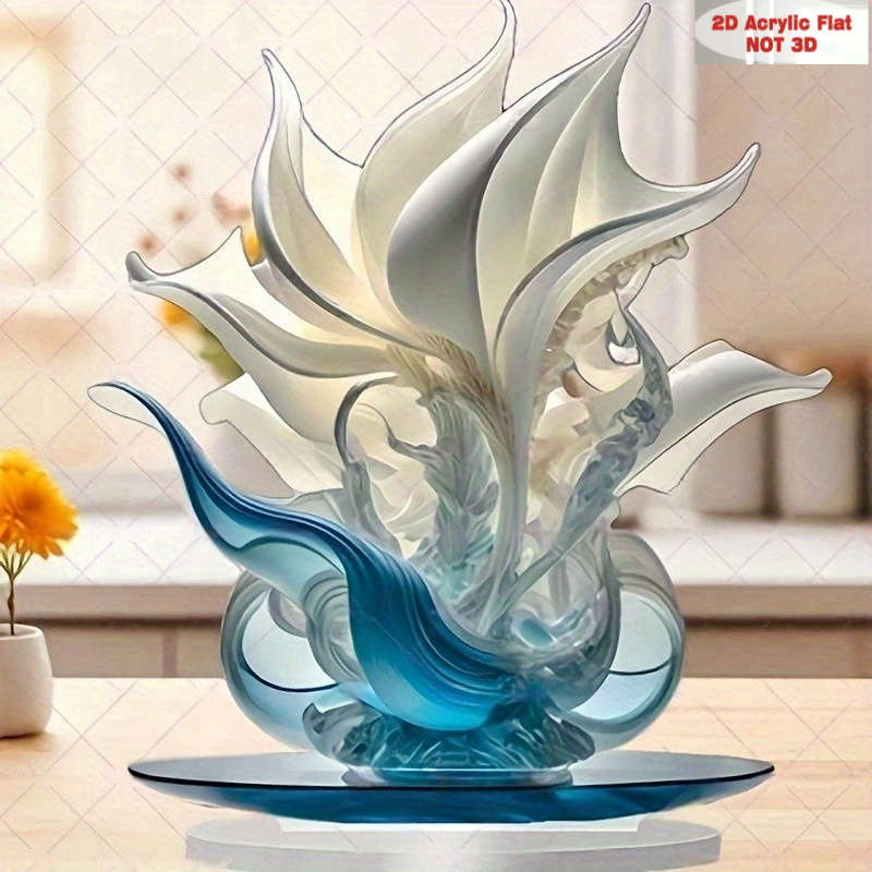 1pc 2D Flat  Elegant Bohemian Acrylic Lily Vase  Print Vibrant Floral Design Desktop Deco