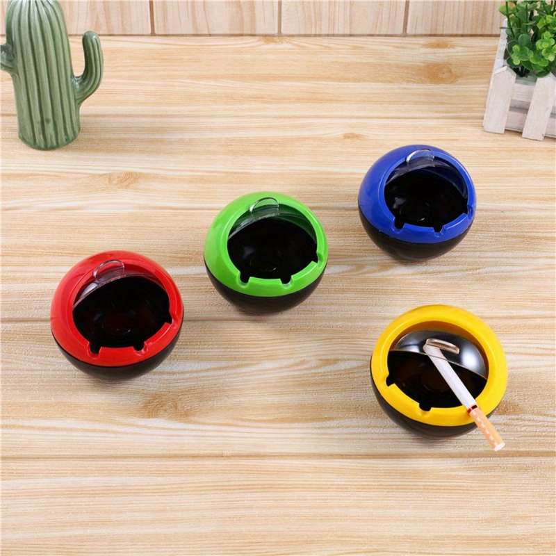 1pc Plastic Fireproof and Windproof Ashtray Home Decorative Spherical Ashtray Household PP Plasti