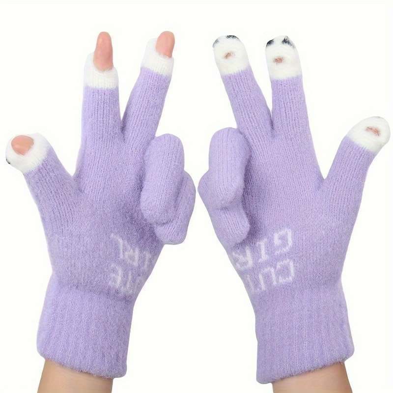1 Pair Pink Warm Gloves