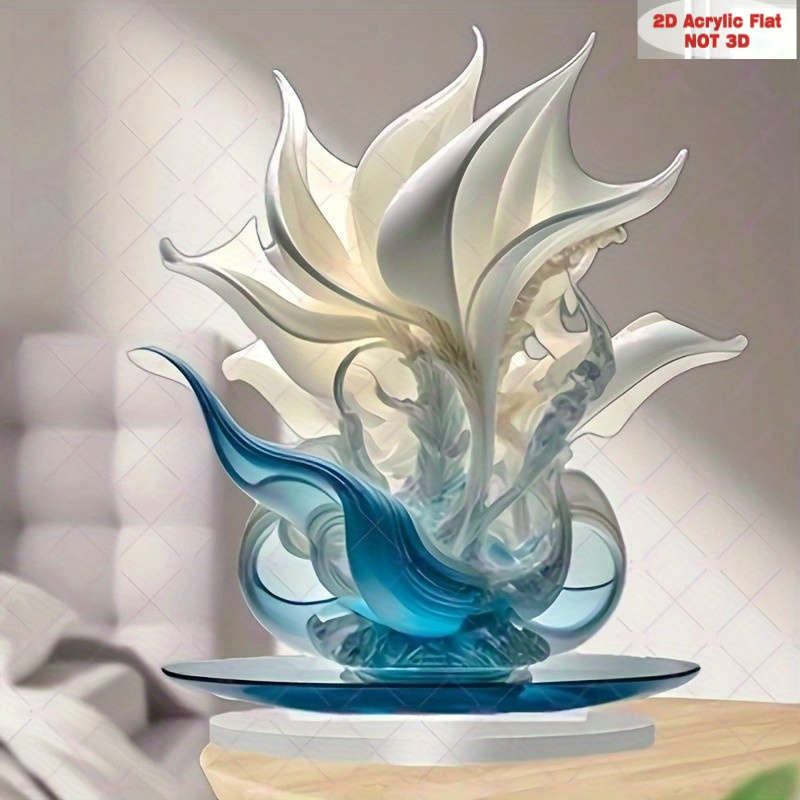 1pc 2D Flat  Elegant Bohemian Acrylic Lily Vase  Print Vibrant Floral Design Desktop Deco