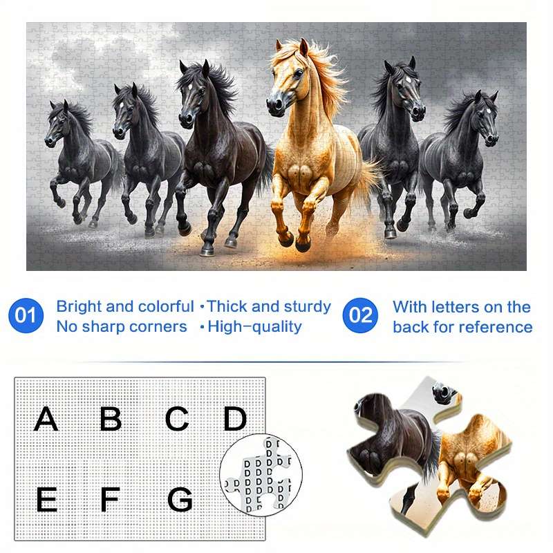 1000pcs Galloping Horses Jigsaw Puzzle 80x40cm (32x16) Large Premium High Quality