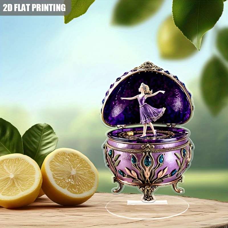 1pc 2D Flat    Acrylic Music Box Decorative Ornament with Charming Dancing Elf Design Re