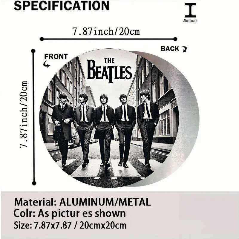 1pc 2D Flat Beatles 2D Round Wall Sign Iconic Abbey Road Crossing Art Aluminum Home or Outdoor