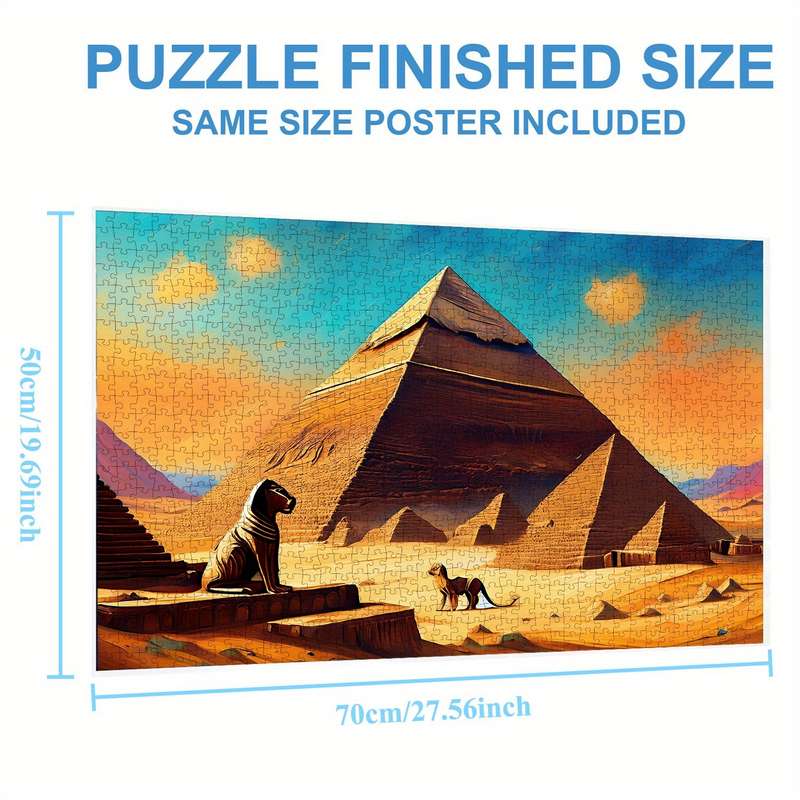 1000pcs Jigsaw Puzzle for Adults: Mysterious Egyptian Pyramids Sphinx Oil Painting