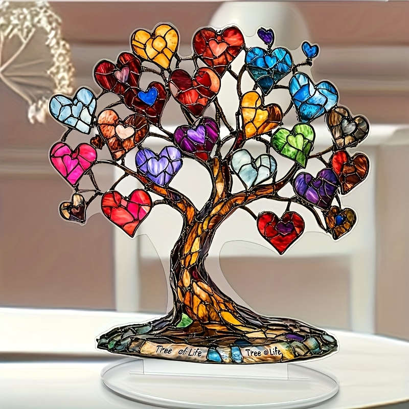 1pc 2D Flat  Acrylic Tree of Life Heart Fruit Desk Decor Vibrant  Plastic Bohemian Style Perfe