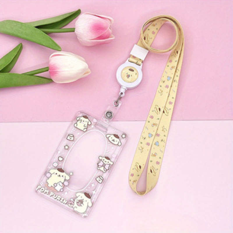 1pc Sanrio Cute Acrylic Card Case- Campus Certificate and Meal Card Embossed Protective Case- Cute