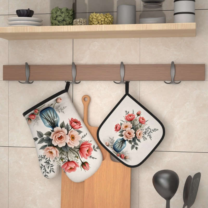 2pcs 26.92x17.02 cm Heat Resistant Oven Mitts And Potholders