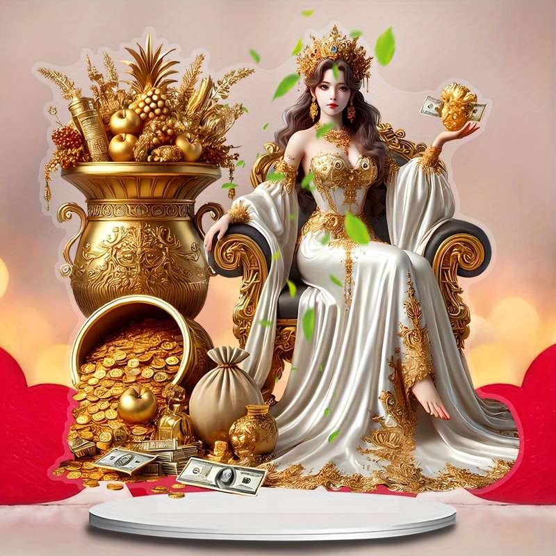 1pc 2D Flat   Bohemian Style Acrylic Wealth Goddess Decoration Sign Vibrant and Realistic Design wit