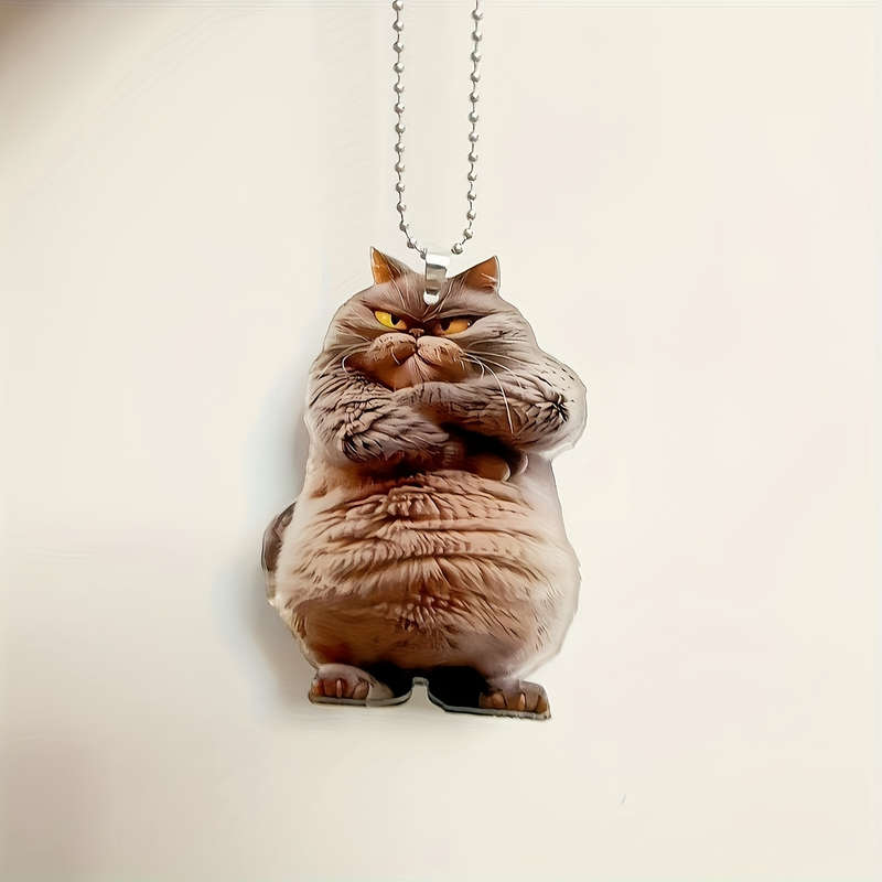1pc 2D Flat  Modern Style  Print Acrylic Cat Car Hanging Decoration No Feathers No Power