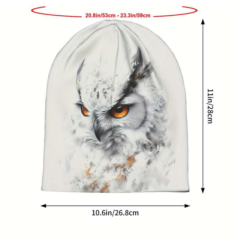 1pc BIIHUDU Men's Snowy Owl Beanie Cap Funky Knit Hat with Realistic Owl Design Soft Polyester