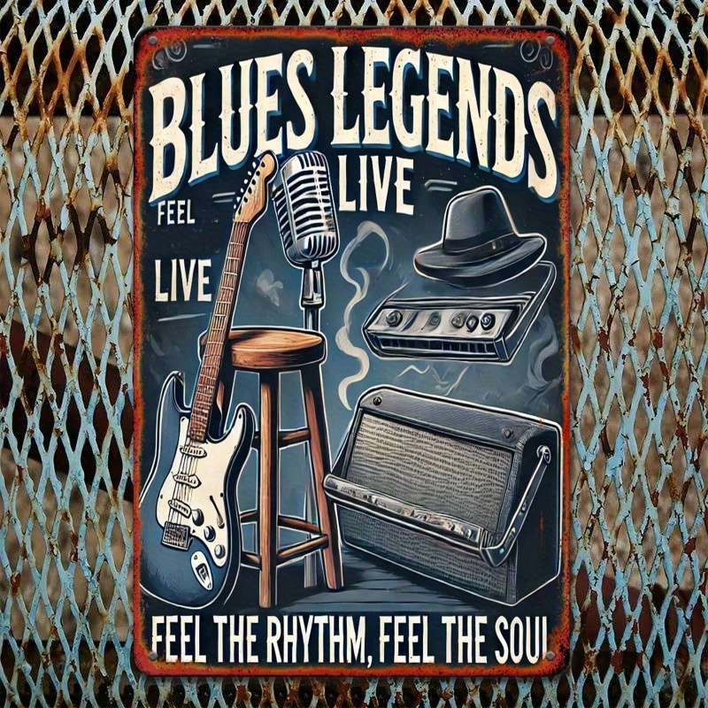 1pc  Classic Blues Legends 30.48x20.32 cm Iron Sign Vintage Music Themed Wall Hanging Decor fo