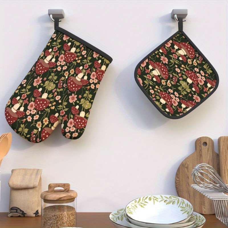 2pcs 26.92x17.02 cm Heat Resistant Oven Mitts And Potholders