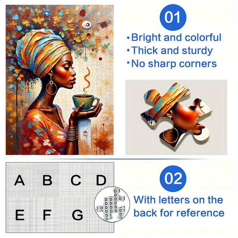 1000pcs Coffee Woman Jigsaw Puzzle Premium Large Brain-Teasing Challenge for Adults