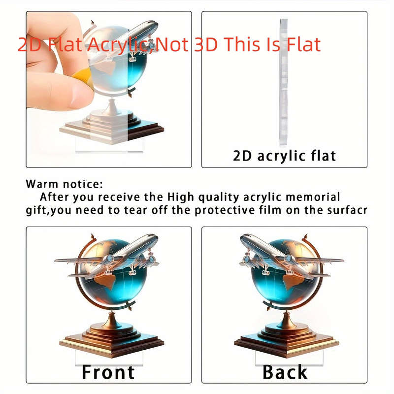 1pc 2D Flat   Modern  Acrylic Airplane Globe Desktop Decoration Contemporary Design fo