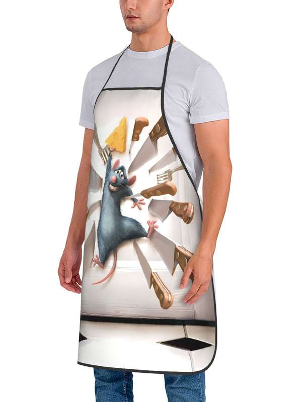 1pc BIIHUDU Vintage Mouse Printed Apron   100% Polyester Woven Fabric   Durable Easy-Care   Whims