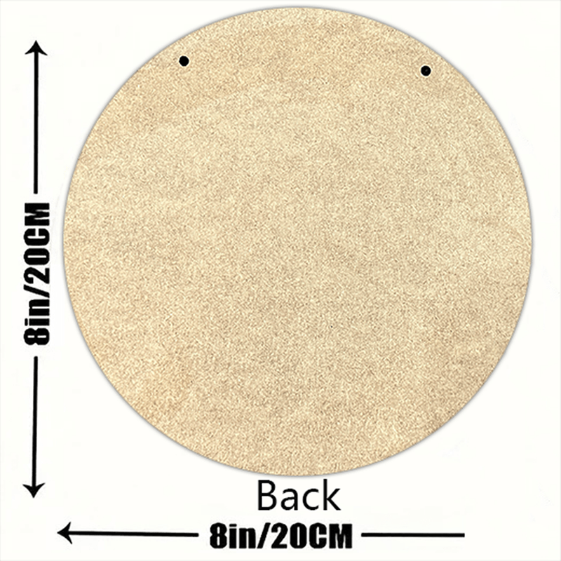1pc 2D Flat 20.32x20.32 cm Drum-Themed Round Wooden Wall Art Frameless Rustic Metallic Finish I