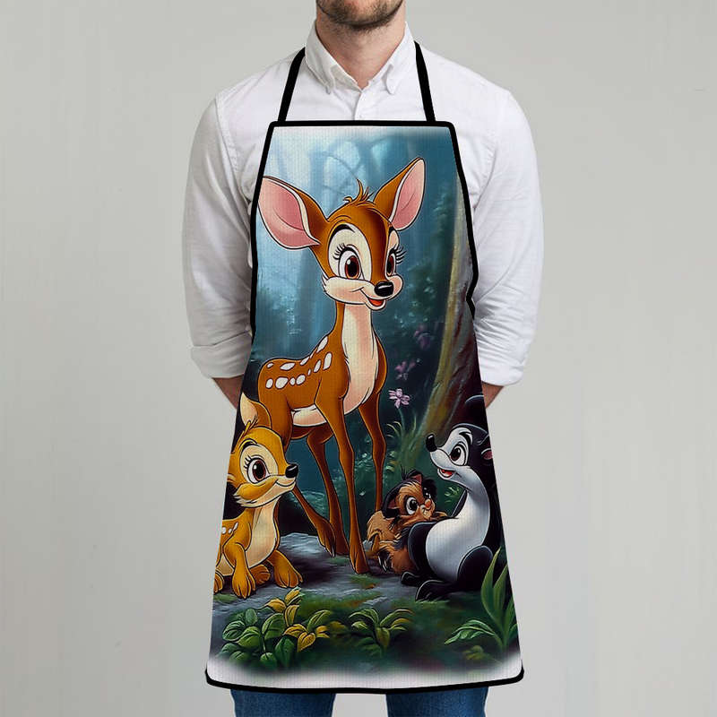 1pc Bambi Authorized Pattern Printing Polyester ApronSleeveless Durable Kitchen Cleaning