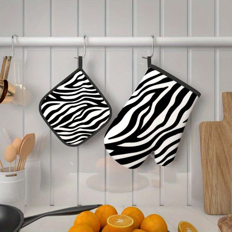 2pcs 26.92x17.02 cm Heat Resistant Oven Mitts And Potholders