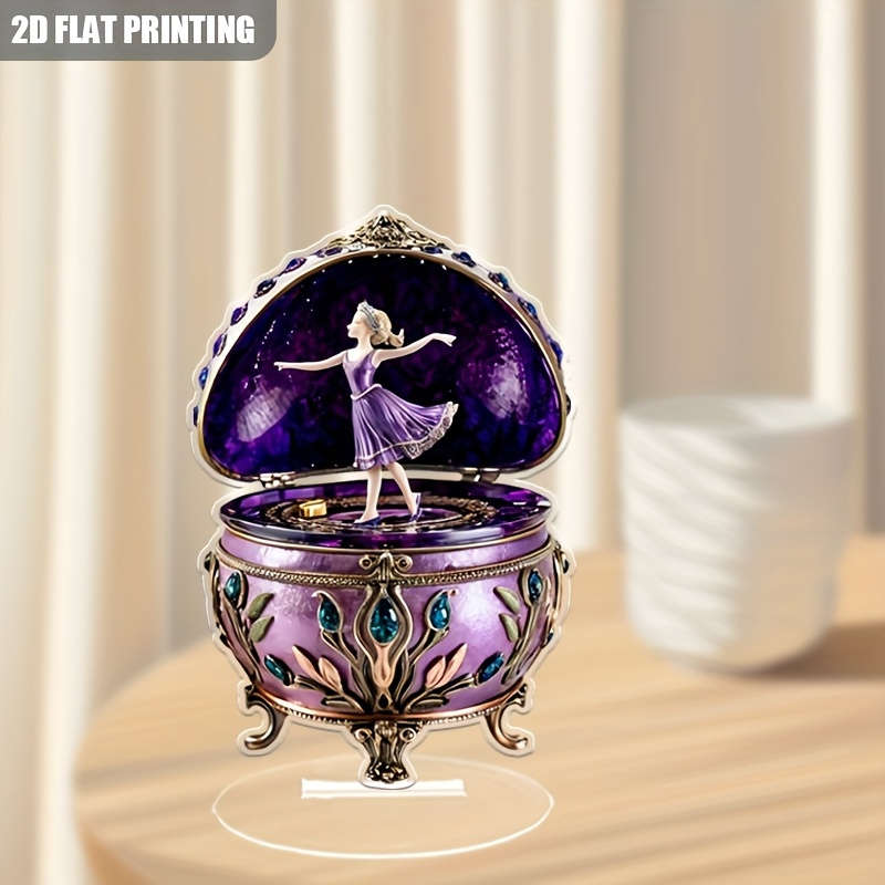 1pc 2D Flat    Acrylic Music Box Decorative Ornament with Charming Dancing Elf Design Re