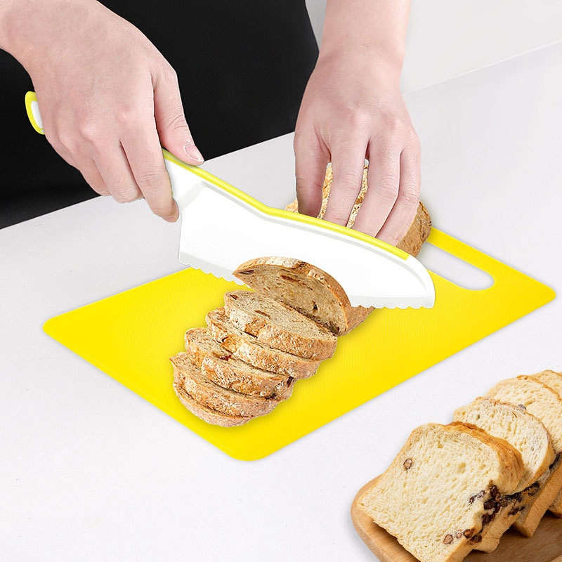 3pcs ABS Plastic Fruit Knife Set Serrated Bread Toast Knife Cake Cutting Knife Beginner Safe