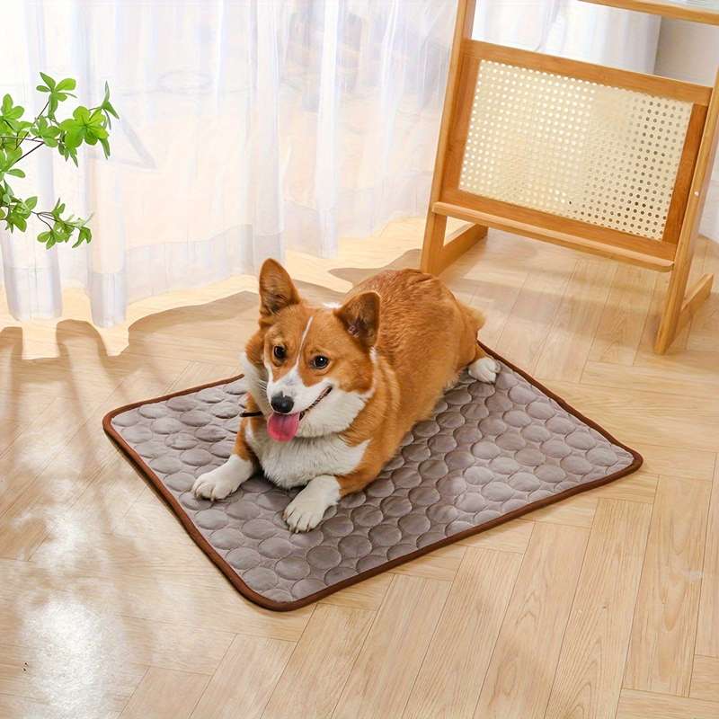1PC Pet Mat Ice Sliky Fiber Fabric Cooling Mat Coffee Color Size Size  50 x 40 cm