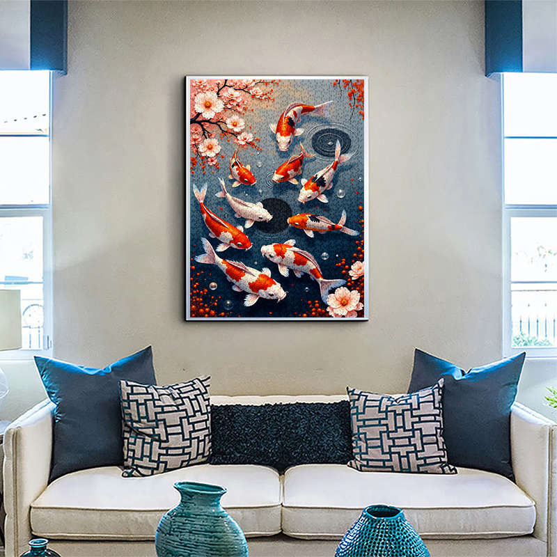 1000pcs Koi Fish Jigsaw Puzzle Scratch Water Resistant Advanced DIY Brain Teaser