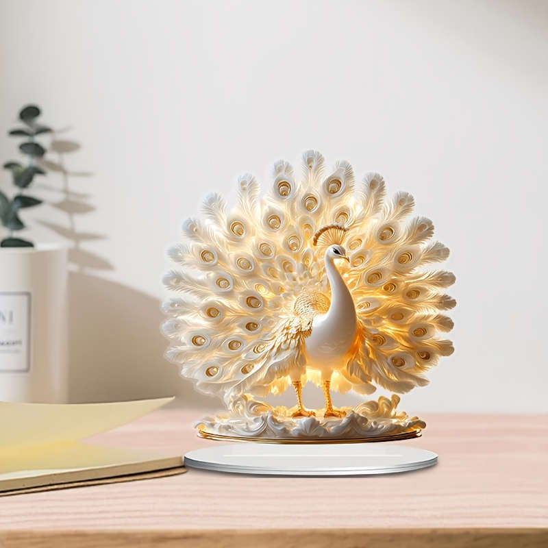 1pc 2D Flat   Elegant White Parrot Acrylic Decor with Bohemian Style Base Ideal for Home Off