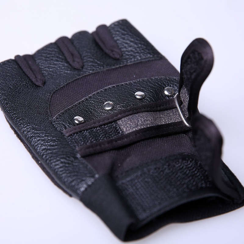1 Pair Black PU One Size Outdoor Sports Gloves