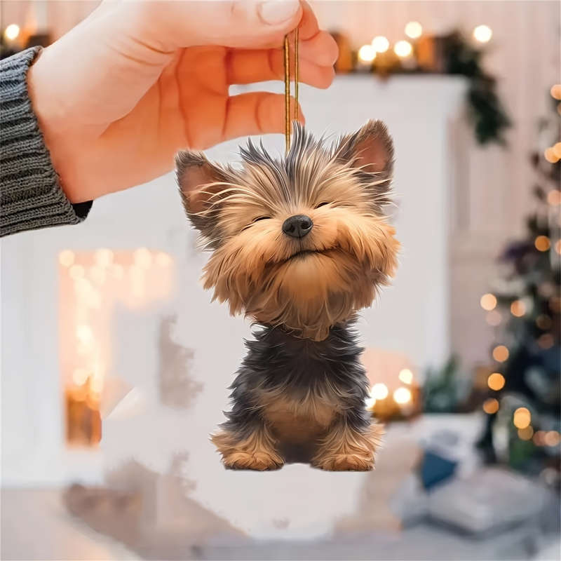 1pc 2D Flat  A Yorkshire Terrier Ornament Versatile Hanging Decor for Car Backpack Keychain Id