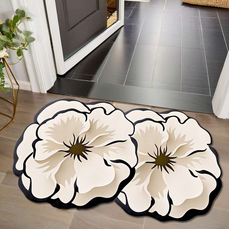 1Pc 40x60cm White Camellia Floor Mat