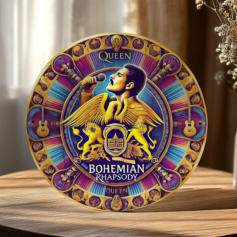 1pc Room Decor  Queen Bohemian Rhapsody 20.32x20.32 cm Round Aluminum Sign Vintage Band Logo Wa