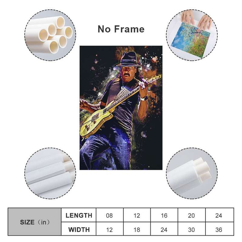 1pc  Unframed Canvas Poster Carlos Santana Guitar Art Poster Modern Satin Canvas Wall Decor