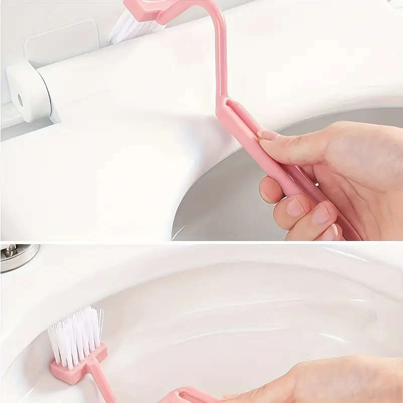 1pc V-Shaped Toilet Brush Set Wall-Mountable No Dead Angle Manual Battery-Free Ideal for Bathroom an