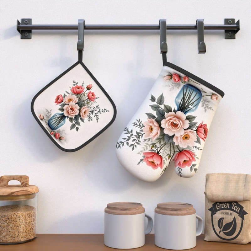 2pcs 26.92x17.02 cm Heat Resistant Oven Mitts And Potholders