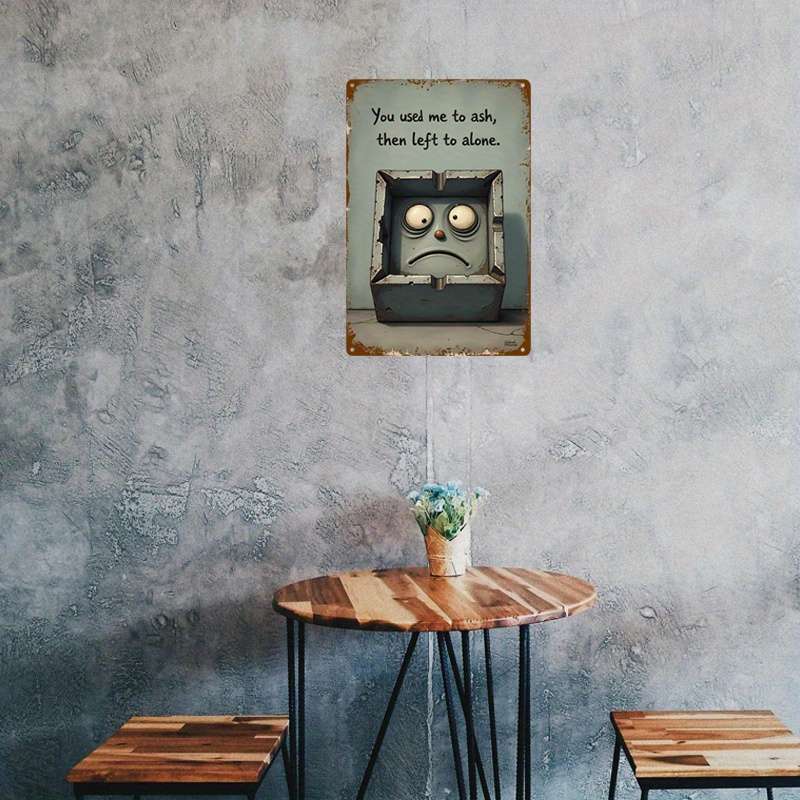 1pc Vintage Metal Ashtray with Retro Design "You Used to Be My Favorite" Quote Durable Tin Pl