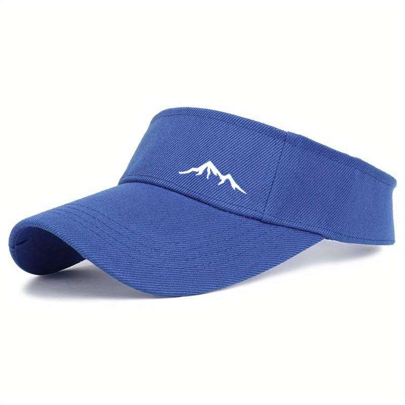 1pc Breathable Black Running Cap with Mountain Logo UV Protection Sun Hat for Outdoor Sports Ca