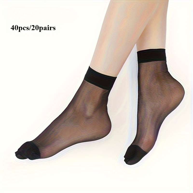 20 Pairs Light Beige One Size High Elastic Socks