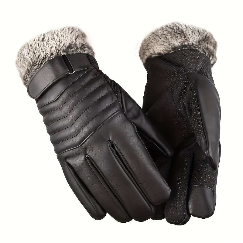 1 Pair Black Warm Gloves