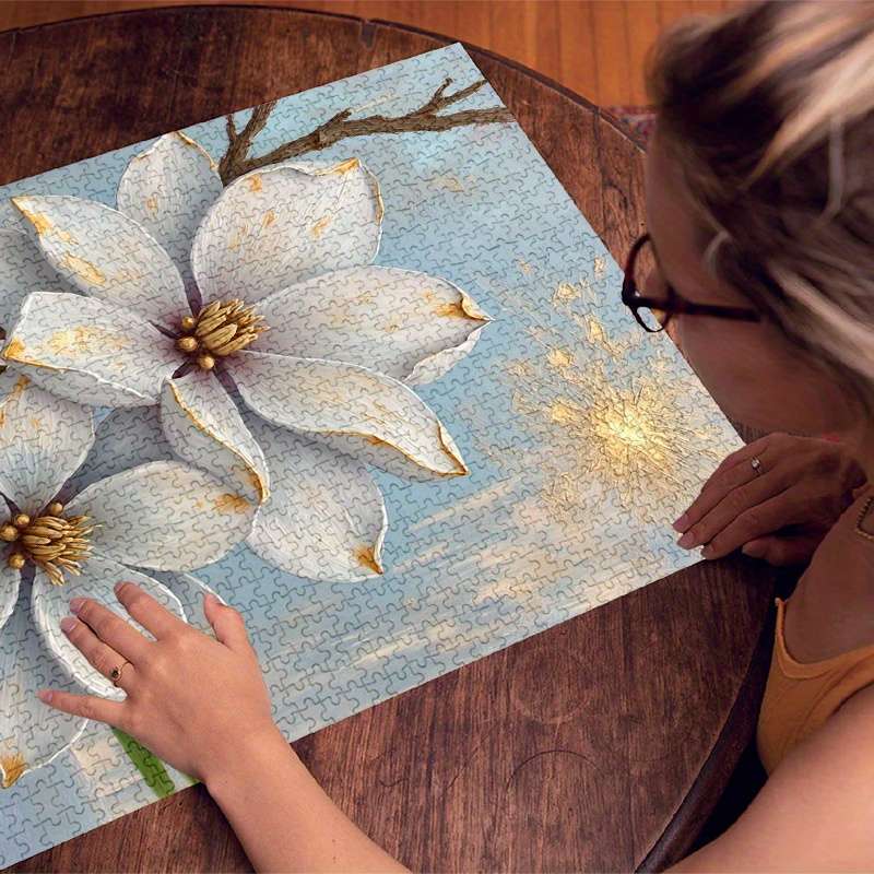 1000pcs Magnolia Flower Puzzle Large Waterproof Scratch-Resistant Paper Jigsaw T