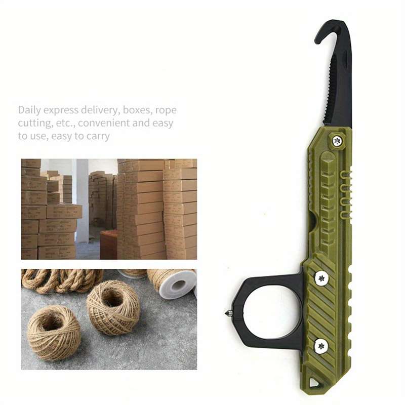 1pc Compact Folding Utility Knife Stainless Steel Multitool with Serrated Blade Rope