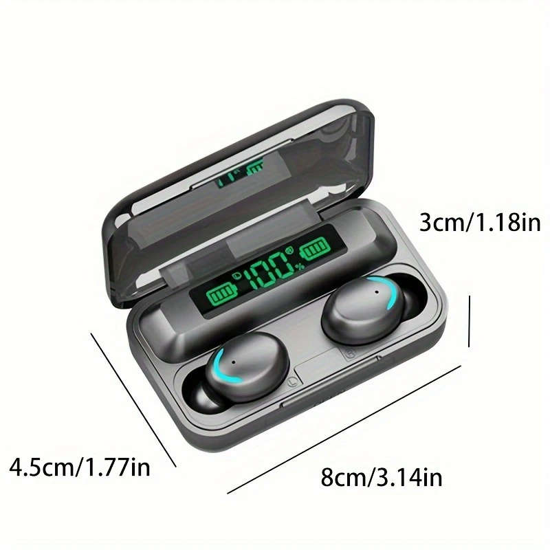 1pc In-Ear TWS F9 Wireless Earbuds with Noise-Canceling HiFi Stereo Sound LED Digital Display Touc