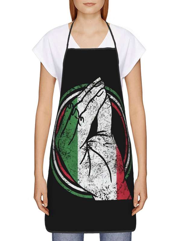 1pc Vintage Italian Flag Print Apron Black White with Green Red and Blue Stripes Durable Po